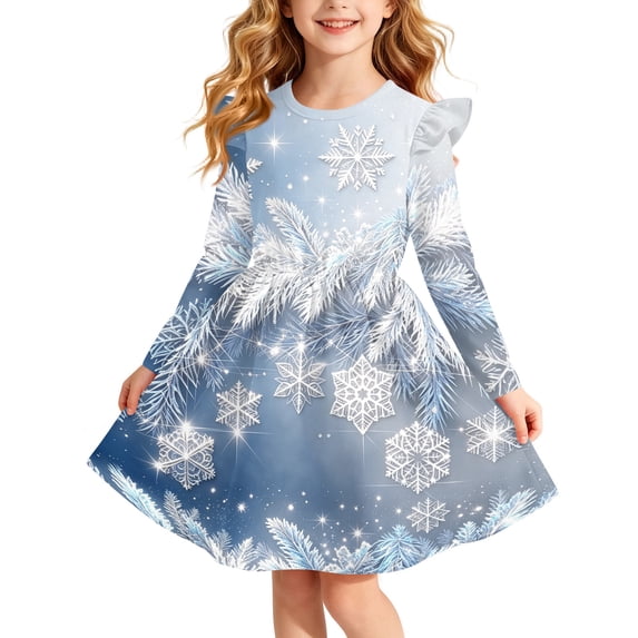 Grblisyd Girls Christmas Dress Flutter Long Sleeve Fall Winter Dresses ...