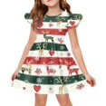 thumbnail image 1 of Grblisyd Girls Christmas Dresses School Outfits Kids A-Line Midi Casual Sundress Cute Cartoon Printed Flutter Sleeve Dress For Party, 1 of 5