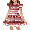 thumbnail image 1 of Grblisyd Girls Christmas Dresses School Outfits Kids A-Line Midi Casual Sundress Cute Cartoon Printed Flutter Sleeve Dress For Party, 1 of 5