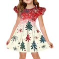 thumbnail image 1 of Grblisyd Girls Christmas Dresses School Outfits Kids A-Line Midi Casual Sundress Cute Cartoon Printed Flutter Sleeve Dress For Party, 1 of 5