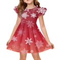 thumbnail image 1 of Grblisyd Girls Christmas Dresses School Outfits Kids A-Line Midi Casual Sundress Cute Cartoon Printed Flutter Sleeve Dress For Party, 1 of 5