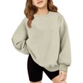 thumbnail image 1 of Grblisyd Girls Crewneck Sweatshirt Kids Solid Color Long Sleeve Pullover Sweater Fashion Casual Fall Layering Top, 1 of 3