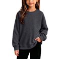 thumbnail image 1 of Grblisyd Girls Crewneck Sweatshirts Kids Fashion Loose Drop Shoulder Pullover Basic Long Sleeve Fall Winter Clothes, 1 of 6
