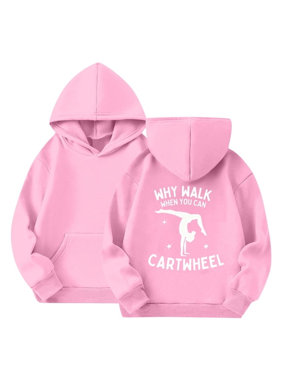 Girls Cute Hoodie Sweatshirt Hoodies Fall Loose Letter Print Long Sleeve Shirt Soft Sweaters with Pocket 3-14 Years