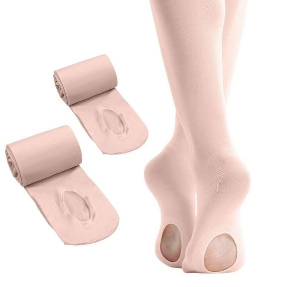 Grblisyd Girls Dance Ballet Tights Transition Leggings Ultra Soft Convertible Tights for Students (Toddler/Kids) Light pink 8-12 Y