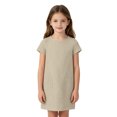thumbnail image 1 of Grblisyd Girls Dress Crew Neck Short Sleeve Casual Dress Kids Summer Solid Color Loose Midi Dress with Pockets, 1 of 6