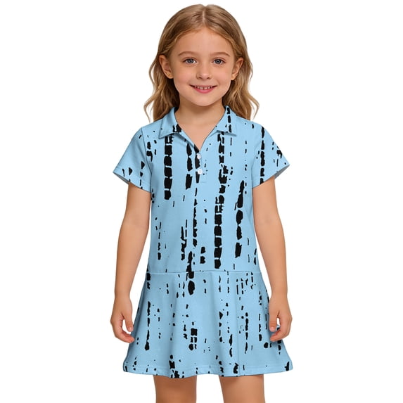Grblisyd Girls Dress Polka Dots Short Sleeve Uniform Dress Button Up A-line Dress Kids Cute Shirtdress with Pockets 10-12 Years