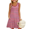 thumbnail image 1 of Grblisyd Girls Dress Sleeveless U Neck Striped Sundress for Casual Home Party Beach 4-12 Years, 1 of 6