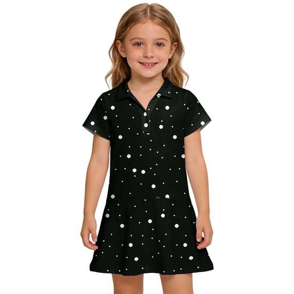 Grblisyd Girls Dresses Size 10-12 Kids Polka Dots Summer Short Sleeve Polo Collared Uniform Dress Casual Button UP A-line Dress with Pockets