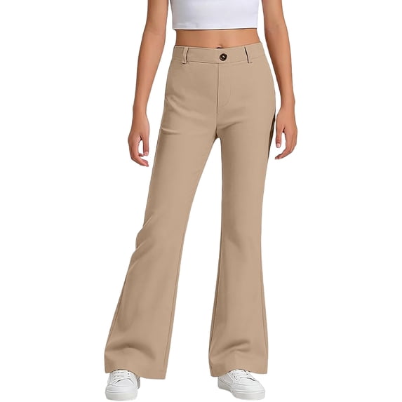 Grblisyd Girls Flare Leg Uniform Pants High Waist Dress Bell Bottoms Kids School Stretch Pants for Teen