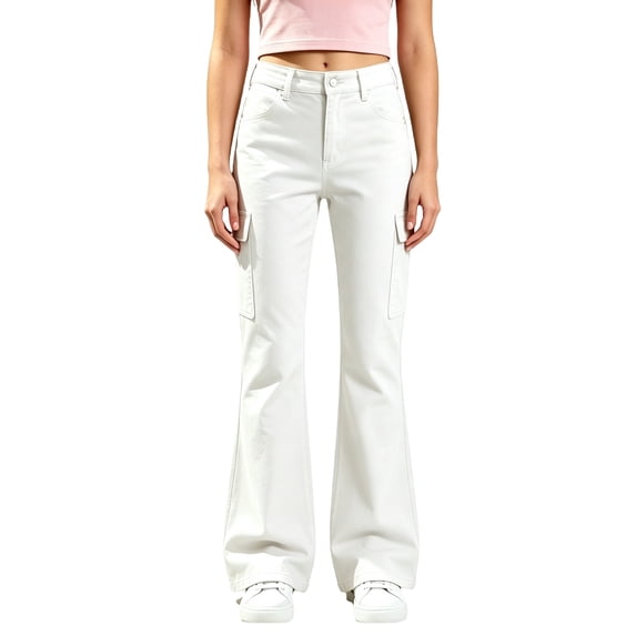 Grblisyd Girls Flare Leg Uniform Pants High Waist Dress Bell Bottoms with Pockets Kids School Stretch Pants for Teen
