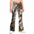 thumbnail image 1 of Grblisyd Girls Flare Leg Uniform Pants High Waist Fashion Camo Maple Leaf Print Bell Bottoms With Button and Pockets, 1 of 3