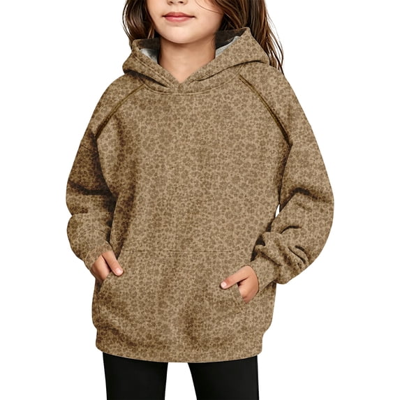 Grblisyd Girls Hoodies Cute Leopard Print Pullover Sweatshirts Fashion Casual Long Sleeve Fall Top