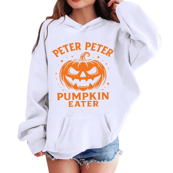 Grblisyd Girls Hoodies Kids Halloween Hooded Sweatshirts Pullover Pumpkin Print Long Sleeve Tops with Kangaroo pocket