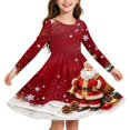 thumbnail image 1 of Grblisyd Girls Long Sleeve Dress Christmas Graphic Casual Dresses A Line Crew Neck Fall Winter Dresses, 1 of 4