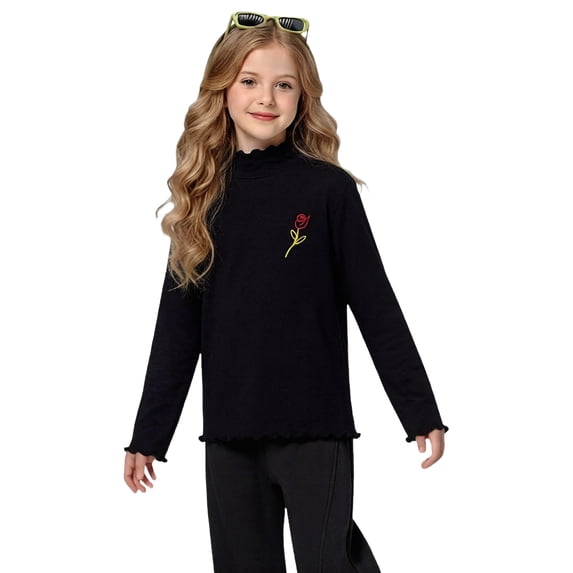 Grblisyd Girls Long Sleeve Shirts Kids Fall Pullover Tops Sweatshirts Cute Crewneck Long Sleeve Basic Layer Blouse