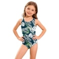thumbnail image 1 of Grblisyd Girls One-Piece Swimsuit Cute Bathing Suit Racerback Keyhole Crew Neck Athletic Swimwear 2-13Y, 1 of 6
