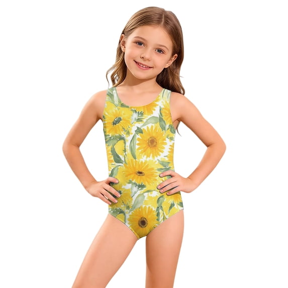 Grblisyd Girls One-Piece Swimsuit Cute Bathing Suit Racerback Keyhole Crew Neck Athletic Swimwear 2-13Y