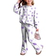 thumbnail image 1 of Grblisyd Girls Outfits Size 10-12 2 Piece Long Sleeve Crew Neck Cute Cartoon Print Sweatshirt Top and Flare Pants Set, 1 of 7