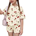 thumbnail image 1 of Grblisyd Girls Outfits Size 10-12 Cute Cherry Print Crew Neck Short Sleeve Tops and Elastic Waist Bike Shorts Set, 1 of 5