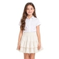 thumbnail image 1 of Grblisyd Girls Pleated Uniform Skirts Fashion Elastic Waist Ruffle Hem Skirt Kids Cute Mini Tennis Skirt Back to School Clothes, 1 of 7