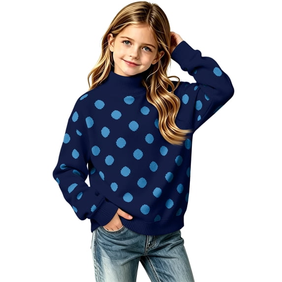 Grblisyd Girls Polka Dot Sweatshirts Cute Mock Neck Long Sleeve Pullover Tops Fashion Loose Casual Fall Spring Clothing
