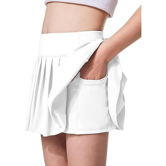 Grblisyd Girls Preppy Skirts High Waisted Golf Skorts with Pocket Tennis Skirts 2 In 1 Girls Butterfly Shorts Size 10-12 Clothes for Teen Girls White 8-9 Years