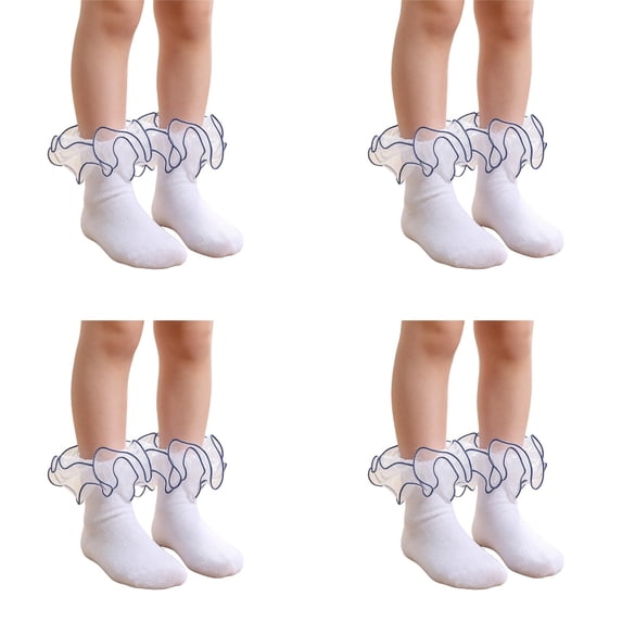 Grblisyd Girls Ruffle Socks Frilly Socks Cute Lace Socks for Kids 4 Pairs