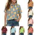 thumbnail image 1 of Grblisyd Girls Shirts Cute Animal Print School Uniform Short Sleeve Button Closure Polo Shirt, 1 of 6