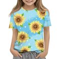 thumbnail image 1 of Grblisyd Girls Shirts Short Sleeve Soft Casual T-Shirts Sunflower Print Tees Tops Clothes for Kids, 1 of 5