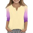thumbnail image 1 of Grblisyd Girls Shirts Size 10-12 3/4 Sleeve Henley Shirts Button Down V Neck Raglan Tops Loose Color Block Blouse, 1 of 7
