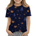 thumbnail image 1 of Grblisyd Girls Shirts Size 10-12 Halloween Crewneck Short Sleeve Tops Tees Summer Casual Fashion Pumpkin Ghost Print Tshirt, 1 of 5