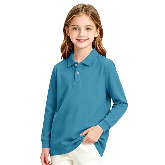 Grblisyd Girls Shirts Size 10-12 School Uniform Long Sleeve Polo Shirt Kids Golf Shirts Back to School Clothes
