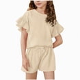 thumbnail image 1 of Grblisyd Girls Short Sets Loose Ruffle Short Sleeve Top and Elastic Waist Shorts Summer Clothing Sets Size 2-12 Years, 1 of 6