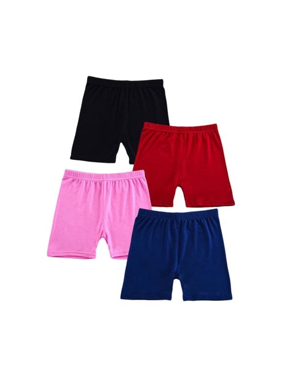 Girls Shorts Size 10-12 Solid Color 4 Pack Summer Clothes Safety Shorts Under Dress Dance