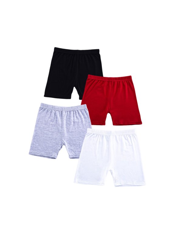 Girls Shorts Size 10-12 Solid Color 4 Pack Summer Clothes Safety Shorts Under Dress Dance