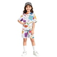 thumbnail image 1 of Grblisyd Girls Summer 2 Piece Outfits Casual Kids Lounge Sets Shorts Sleeve Tops and Elastic Waist Shorts, 1 of 5