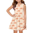 thumbnail image 1 of Grblisyd Girls Summer Dress Coquette Bow Print Ruched Casual Sleeveless A Line Dress Crew Neck Swing Twirly Sundress Kids Cute Sun Dress 4-8T, 1 of 5