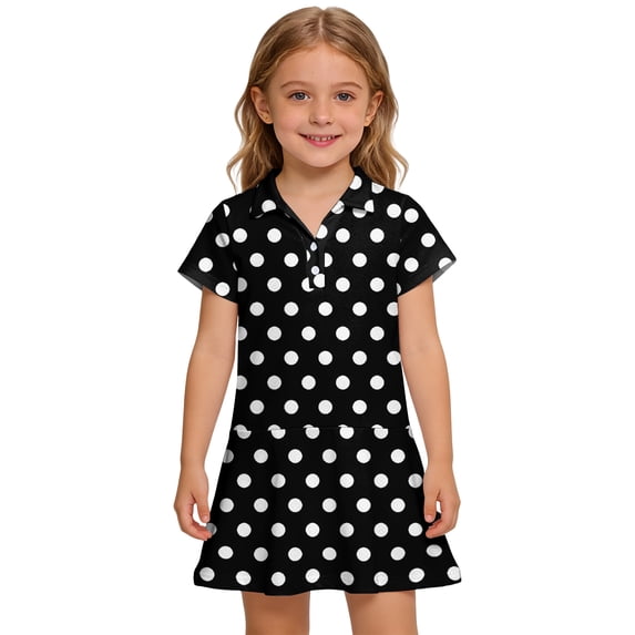 Grblisyd Girls Summer Dress Cute Polka Dots Short Sleeve Casual Polo Collar and Button Up A-line Dress with Pockets 4-12 Years