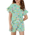 thumbnail image 1 of Grblisyd Girls Summer Outfits 2 Piece Sets Fruit Print Ruffle Short Sleeve Shirts and Drawstring Elastic Waist Shorts Set Kids Clothes, 1 of 4