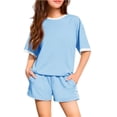 thumbnail image 1 of Grblisyd Girls Summer Outfits 2 Piece Short Sleeve T Shirts Top and Elastic Waist Shorts Clothing Sets with Pockets, 1 of 2
