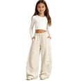 thumbnail image 1 of Grblisyd Girls Sweatpants Barrel Pants Baggy Wide Leg Drawstring Open Bottom Casual Sweat Pants with Pockets, 1 of 5