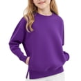 thumbnail image 1 of Grblisyd Girls Sweatshirts Kids Long Sleeve Tops Cute Crewneck Oversized Hoodless Fashion side split warm sweatshirts pullover, 1 of 3