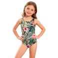 thumbnail image 1 of Grblisyd Girls Swimsuits Size 10-12 Tropical Athletic One Piece Swimsuit Racerback Crew Neck Bathing Suit, 1 of 6