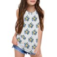 thumbnail image 1 of Grblisyd Girls Tank Tops Sleeveless Floral Print Shirts Basic Crew Neck Tees Summer Casual Top for Kids 7-8 Years, 1 of 5