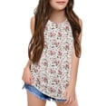 thumbnail image 1 of Grblisyd Girls Tank Tops Sleeveless Floral Print Shirts Basic Crew Neck Tees Summer Casual Top for Kids 7-8 Years, 1 of 5
