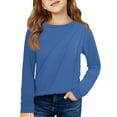 thumbnail image 1 of Grblisyd Girls Tops Size 10-12 Long Sleeve Shirts Fall Cute Black Shirts Size 10-12 Crew Neck T Shirts Trendy Kids Teen Girls Clothes ,Blue 9-10Y, 1 of 4