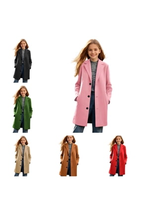 Girls Trench Coat Single Breasted Dress Coats Winter Long Windbreaker Overcoat for Kids 5-14 Years