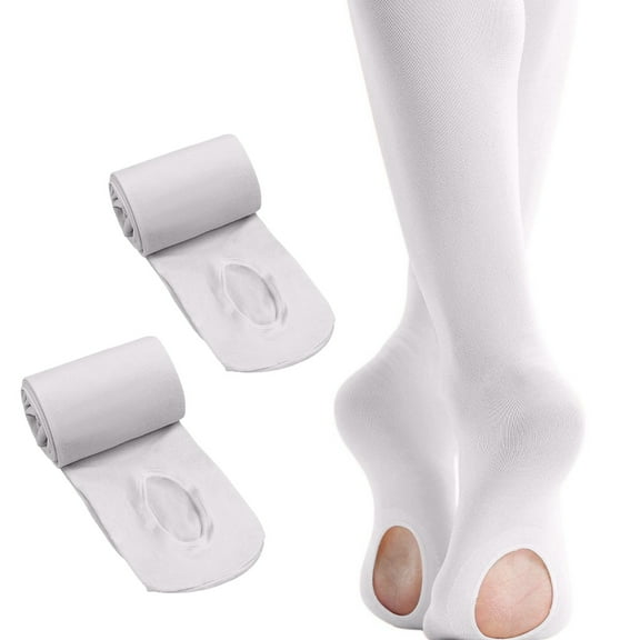 Grblisyd Girls' Ultra Soft Pro Dance Tight/Ballet Footed Tight (Toddler/Little Kid/Big Kid) White 8-12 Y