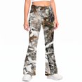 thumbnail image 1 of Grblisyd Girls Uniform Pants Kids Stretchy Elastic Waist Camo Maple Leaf Print Flare Pant with Pockets for 5-15 Years, 1 of 6